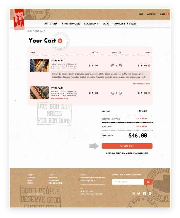 bon bon bon cart checkout experience