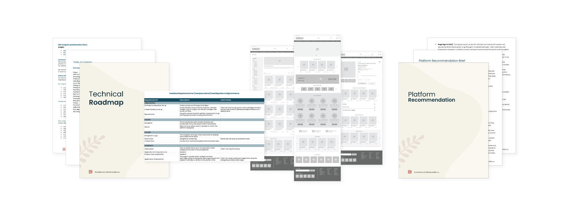 deliverable examples: technical roadmap, technical requirements, ux wireframes, platform evaluation